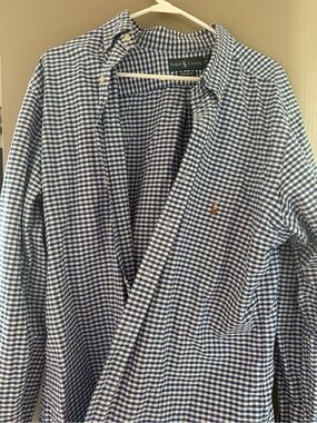 Ralph Lauren Navy and White Gingham Button-Down Shirt